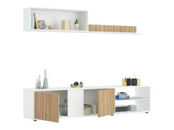 Móvel De Tv|Dmora Móvel de parede Daasmundse, Móvel de sala de TV, Composição do conjunto de sala, Conjunto de sala com móvel de parede, 180x33h40 cm, e Carvalho Branco