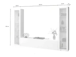 Móvel De Tv|Dmora Móvel de parede Dduc, conjunto de ala de TV com 3 porta, mobiliário de ala multiuo com vitrine e luz LED, 100% Fabricado na Itália, 260x30h180 cm, brilhante Branco
