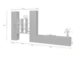 Dmora Móvel de parede Denis, conjunto de sala de TV com 3 portas, móveis de sala multiuso, 100% Fabricado na Itália, 270x30h180 cm, Antracite e Bordo^ Móvel De Tv