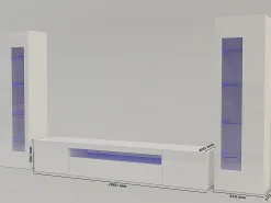 Hot Dmora Móvel de parede Enzo, móvel de sala de TV, móveis de sala multiuso, 100% fabricado na Itália, 290x40h162 cm, brilhante Branco