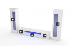Dmora Móvel de parede Enzo, móvel de sala de TV, móvel de sala multiuso com luz LED, 100% Fabricado na Itália, 290x40h162 cm, brilhante^ Móvel De Tv
