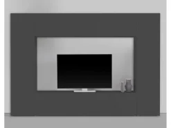 Móvel De Tv|Dmora Móvel de parede Luigi, conjunto de sala de TV com 4 portas, mobiliário de sala multiuso, 100% Fabricado em Itália, 260x30h180 cm, Antracite Preto