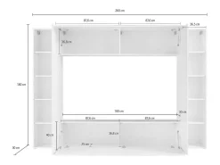 Móvel De Tv|Dmora Móvel de parede Luigi, conjunto de sala de TV com 4 portas, mobiliário de sala multiuso, 100% Fabricado em Itália, 260x30h180 cm, Antracite Preto