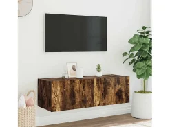 Móvel De Tv*vidaxl Móvel de parede p/ TV c/ luzes LED 100x35x31 cm carvalho fumado Castanho