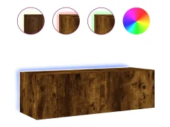 Móvel De Tv*vidaxl Móvel de parede p/ TV c/ luzes LED 100x35x31 cm carvalho fumado Castanho