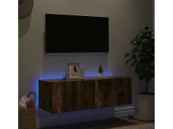 Móvel De Tv*vidaxl Móvel de parede p/ TV c/ luzes LED 100x35x31 cm carvalho fumado Castanho