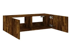 Móvel De Tv*vidaxl Móvel de parede p/ TV c/ luzes LED 100x35x31 cm carvalho fumado Castanho