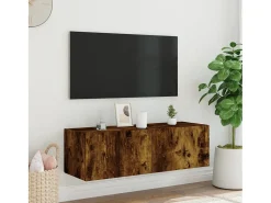Móvel De Tv*vidaxl Móvel de parede p/ TV c/ luzes LED 100x35x31 cm carvalho fumado Castanho