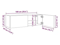 Móvel De Tv*vidaxl Móvel de parede p/ TV c/ luzes LED 100x35x31 cm carvalho fumado Castanho
