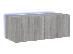 Móvel de parede p/ TV c/ luzes LED 80x35x31 cm sonoma PT573044^ Móvel De Tv