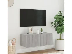 Móvel de parede p/ TV c/ luzes LED 80x35x31 cm sonoma PT573044^ Móvel De Tv