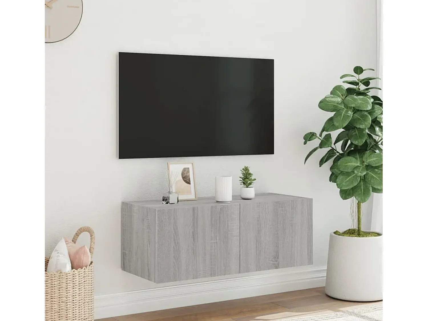 Móvel de parede p/ TV c/ luzes LED 80x35x31 cm sonoma PT573044^ Móvel De Tv