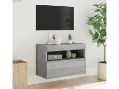 Móvel de parede p/ TV c/ luzes LED 60x30x40 cm sonoma PT452186^ Móvel De Tv
