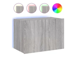 Móvel De Tv| Móvel de parede p/ TV c/ luzes LED 60x35x41 cm sonoma PT595946 Cinzento