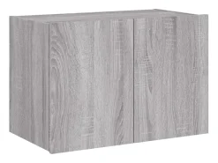 Móvel De Tv| Móvel de parede p/ TV c/ luzes LED 60x35x41 cm sonoma PT595946 Cinzento