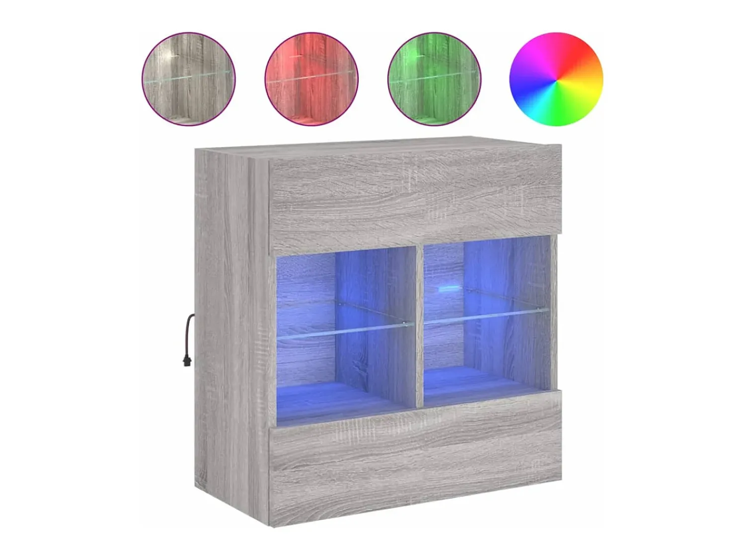 Móvel De Tv| Móvel de parede p/ TV c/ luzes LED 58,5x30x60,5 cm cinza sonoma PT107456 Cinzento