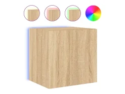 New Móvel de parede p/ TV c/ luzes LED 40,5x35x40cm carvalho sonoma PT517310 Castanho