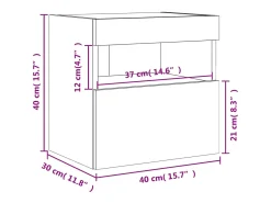 vidaxl Móvel de parede p/ TV c/ luzes LED 40x30x40 cm sonoma^ Móvel De Tv