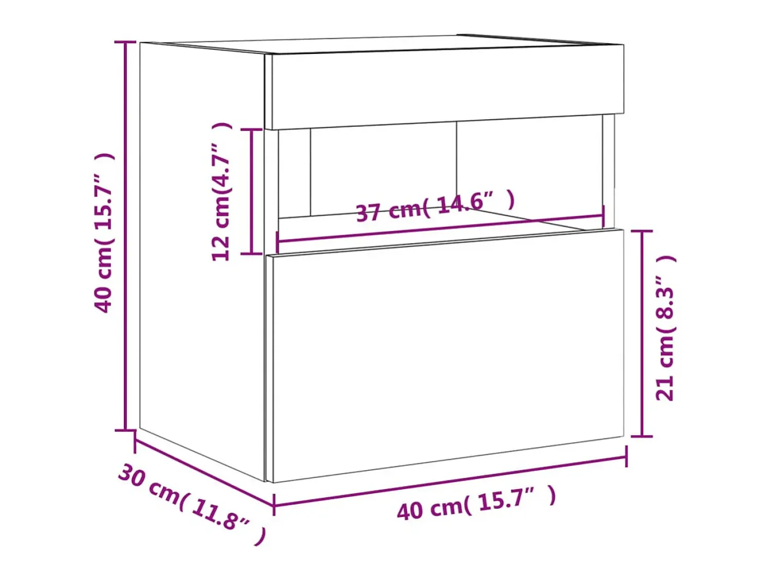 vidaxl Móvel de parede p/ TV c/ luzes LED 40x30x40 cm sonoma^ Móvel De Tv