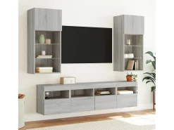 vidaxl Móvel de parede p/ TV c/ luzes LED 40x30x40 cm sonoma^ Móvel De Tv