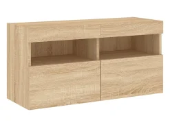 Best Móvel de parede p/ TV c/ luzes LED 80x30x40 cm carvalho sonoma PT990079 Castanho