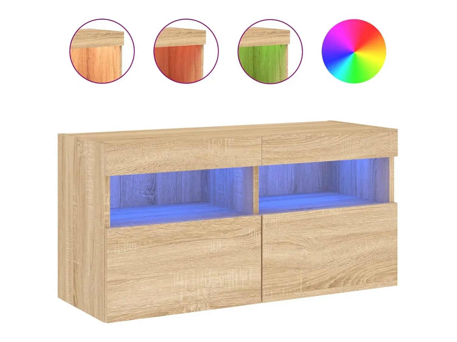 Best Móvel de parede p/ TV c/ luzes LED 80x30x40 cm carvalho sonoma PT990079 Castanho