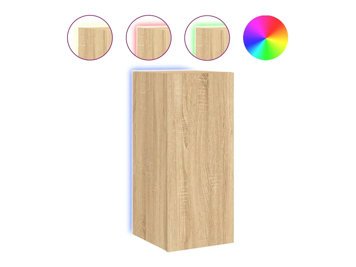 Clearance Móvel de parede p/ TV c/ luzes LED 30,5x35x70cm carvalho sonoma PT578747 Castanho