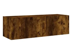 Móvel De Tv| Móvel de parede p/ TV c/ luzes LED 100x35x31 cm carvalho fumado PT595457 Castanho