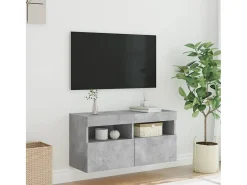Discount Móvel de parede p/ TV c/ luzes LED 80x30x40 cm cinza cimento PT678398 Cinzento