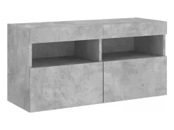 Discount Móvel de parede p/ TV c/ luzes LED 80x30x40 cm cinza cimento PT678398 Cinzento
