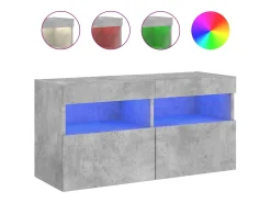 Discount Móvel de parede p/ TV c/ luzes LED 80x30x40 cm cinza cimento PT678398 Cinzento