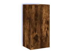 Móvel De Tv|vidaxl Móvel de parede p/ TV c/ luzes LED 40,5x35x80cm carvalho fumado Castanho