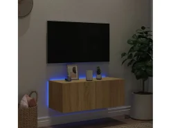 Móvel De Tv* Móvel de parede p/ TV c/ luzes LED 80x35x31 cm carvalho sonoma PT197378 Castanho