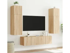 Móvel De Tv* Móvel de parede p/ TV c/ luzes LED 80x35x31 cm carvalho sonoma PT197378 Castanho