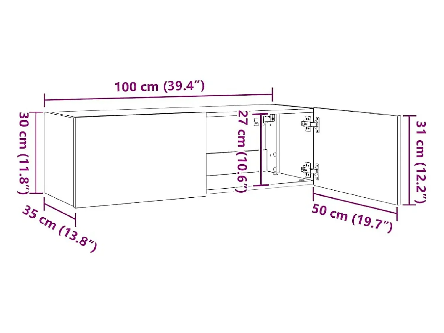 Móvel De Tv*vidaxl Móvel de parede p/ TV c/ luzes LED 100x35x31 cm carvalho sonoma Castanho