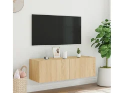 Móvel De Tv*vidaxl Móvel de parede p/ TV c/ luzes LED 100x35x31 cm carvalho sonoma Castanho