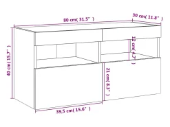 Móvel De Tv*vidaxl Móvel de parede p/ TV c/ luzes LED 80x30x40 cm cinza cimento Cinzento