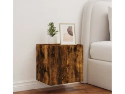 Móvel De Tv| Móvel de parede p/ TV c/ luzes LED 40,5x35x40cm carvalho fumado PT189369 Castanho