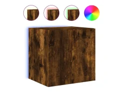 Móvel De Tv| Móvel de parede p/ TV c/ luzes LED 40,5x35x40cm carvalho fumado PT189369 Castanho