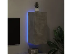 Discount Móvel de parede p/ TV c/ luzes LED 30,5x35x70 cm cinza cimento PT942174 Cinzento