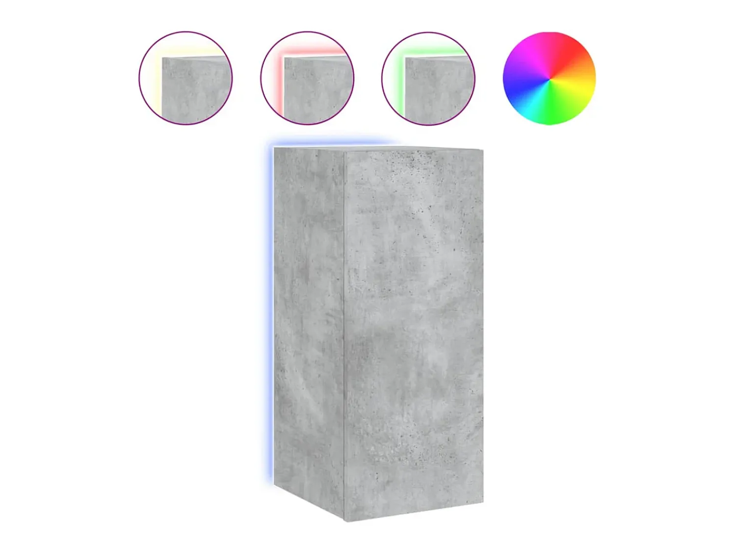 Discount Móvel de parede p/ TV c/ luzes LED 30,5x35x70 cm cinza cimento PT942174 Cinzento