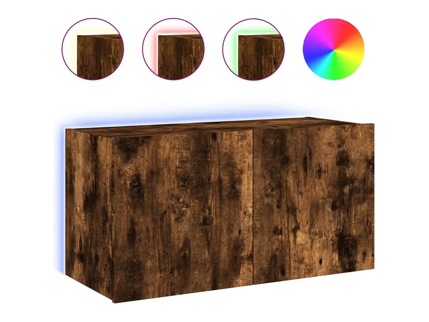 Móvel de parede p/ TV c/ luzes LED 80x35x41 cm carvalho fumado PT840094^ Móvel De Tv