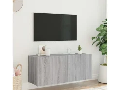 Online Móvel de parede p/ TV c/ luzes LED 100x35x41 cm sonoma PT152395 Cinzento