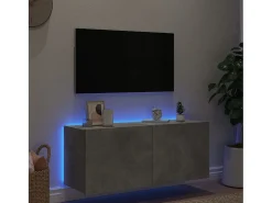 Móvel de parede p/ TV c/ luzes LED 100x35x41 cm cinza cimento PT337699^ Móvel De Tv