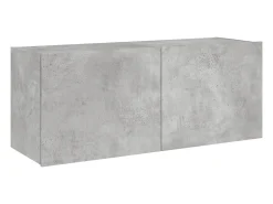 Móvel de parede p/ TV c/ luzes LED 100x35x41 cm cinza cimento PT337699^ Móvel De Tv