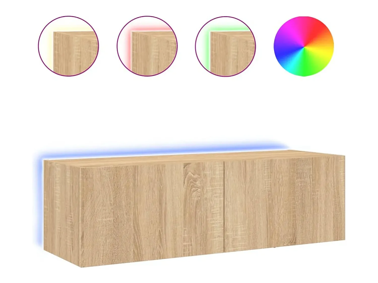 Best Móvel de parede p/ TV c/ luzes LED 100x35x31 cm carvalho sonoma PT293373 Castanho