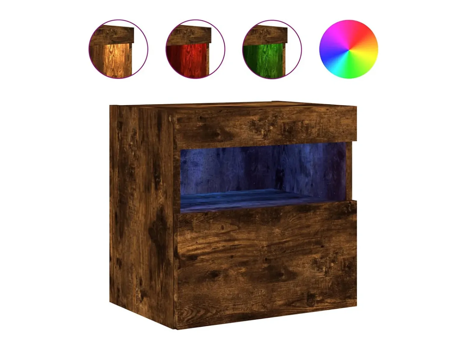 Móvel De Tv* Móvel de parede p/ TV c/ luzes LED 40x30x40 cm carvalho fumado PT711842 Castanho