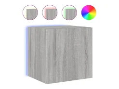 Móvel de parede p/ TV c/ luzes LED 40,5x35x40cm sonoma PT970493 Cinzento