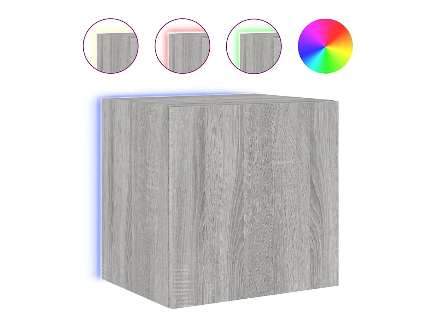 Móvel de parede p/ TV c/ luzes LED 40,5x35x40cm sonoma PT970493 Cinzento