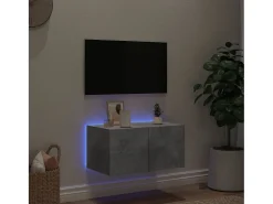 Móvel De Tv* Móvel de parede p/ TV c/ luzes LED 60x35x31 cm cinza cimento PT733925 Cinzento
